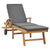 Galleria Design Sun Lounger with Cushion Solid Teak Wood Dark Grey