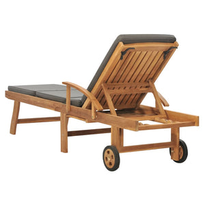 Galleria Design Sun Lounger with Cushion Solid Teak Wood Dark Grey