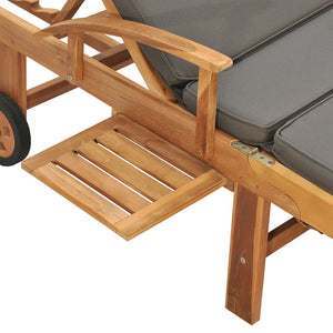 Galleria Design Sun Lounger with Cushion Solid Teak Wood Dark Grey