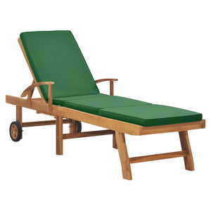 Galleria Design Sun Lounger with Cushion Solid Teak Wood Green