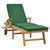 Galleria Design Sun Lounger with Cushion Solid Teak Wood Green