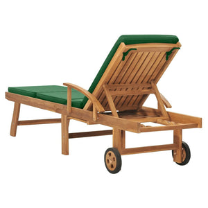 Galleria Design Sun Lounger with Cushion Solid Teak Wood Green