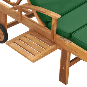 Galleria Design Sun Lounger with Cushion Solid Teak Wood Green