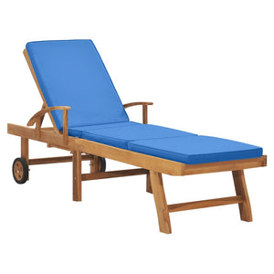 Galleria Design Sun Lounger with Cushion Solid Teak Wood Blue