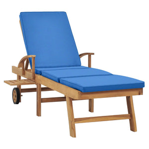 Galleria Design Sun Lounger with Cushion Solid Teak Wood Blue