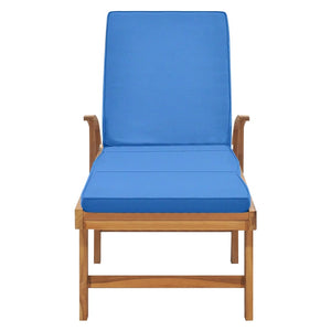 Galleria Design Sun Lounger with Cushion Solid Teak Wood Blue