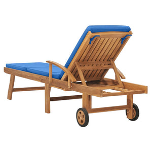 Galleria Design Sun Lounger with Cushion Solid Teak Wood Blue