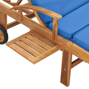 Galleria Design Sun Lounger with Cushion Solid Teak Wood Blue