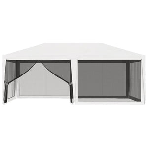 Galleria Design Party Tent with 4 Mesh Sidewalls 4x6 m White