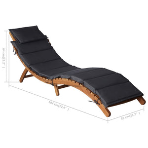 Galleria Design Sun Lounger with Cushion Solid Acacia Wood Dark Grey