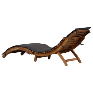 Galleria Design Sun Lounger with Cushion Solid Acacia Wood Dark Grey