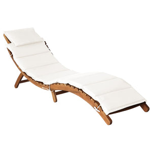 Galleria Design Sun Lounger with Cushion Solid Acacia Wood Cream