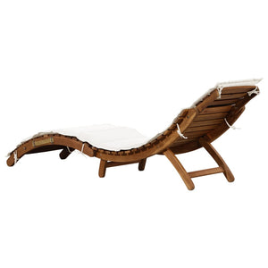 Galleria Design Sun Lounger with Cushion Solid Acacia Wood Cream