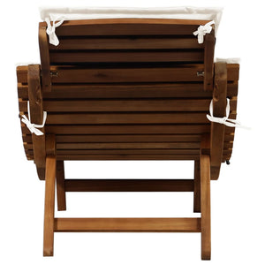 Galleria Design Sun Lounger with Cushion Solid Acacia Wood Cream