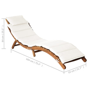 Galleria Design Sun Lounger with Cushion Solid Acacia Wood Cream