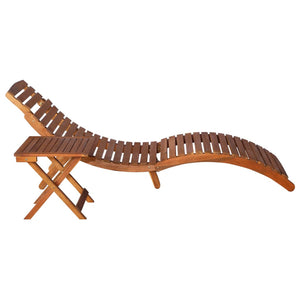 Galleria Design Sunlounger with Table Solid Acacia Wood Brown