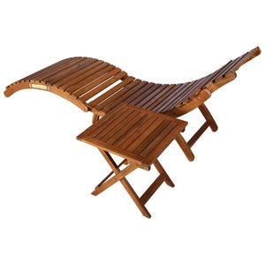 Galleria Design Sunlounger with Table Solid Acacia Wood Brown