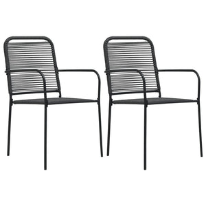 Galleria Design Garden Chairs 2 pcs Cotton Rope and Steel Black