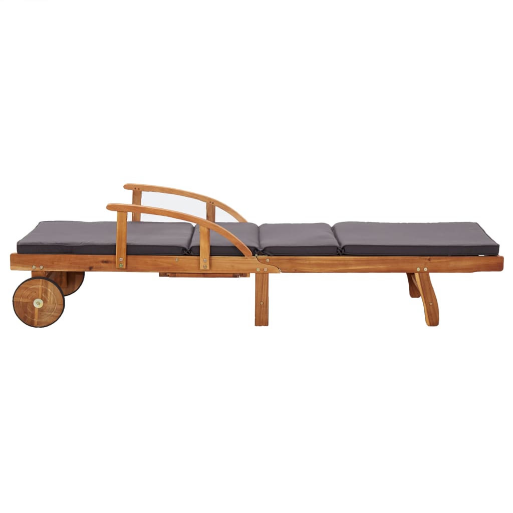 Galleria Design Sun Lounger with Cushion Solid Acacia Wood