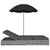 Galleria Design Outdoor Lounge Bed with Umbrella Poly Rattan Grey