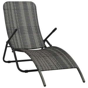 Galleria Design Folding Sun Lounger Poly Rattan Grey