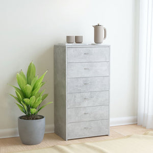 Galleria Design Sideboard with 6 Drawers Concrete Grey 50x34x96 cm Engineered Wood