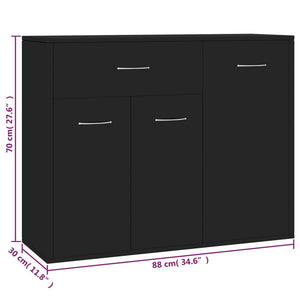 Galleria Design Sideboard Black 88x30x70 cm Engineered Wood