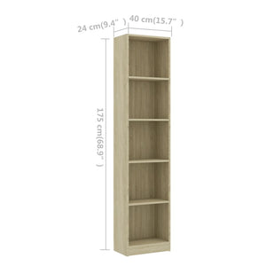 Galleria Design 5-Tier Book Cabinet Sonoma Oak 40x24x175 cm Engineered Wood