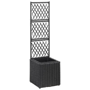 Galleria Design Trellis Raised Bed with 1 Pot 30x30x107 cm Poly Rattan Black