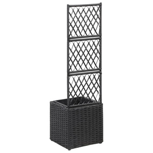 Galleria Design Trellis Raised Bed with 1 Pot 30x30x107 cm Poly Rattan Black