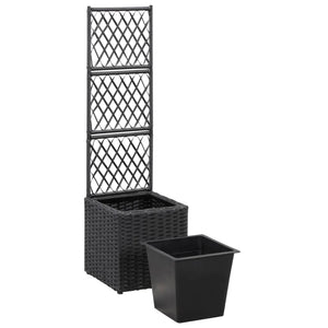 Galleria Design Trellis Raised Bed with 1 Pot 30x30x107 cm Poly Rattan Black