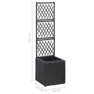 Galleria Design Trellis Raised Bed with 1 Pot 30x30x107 cm Poly Rattan Black