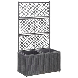 Galleria Design Trellis Raised Bed with 2 Pots 58x30x107 cm Poly Rattan Black