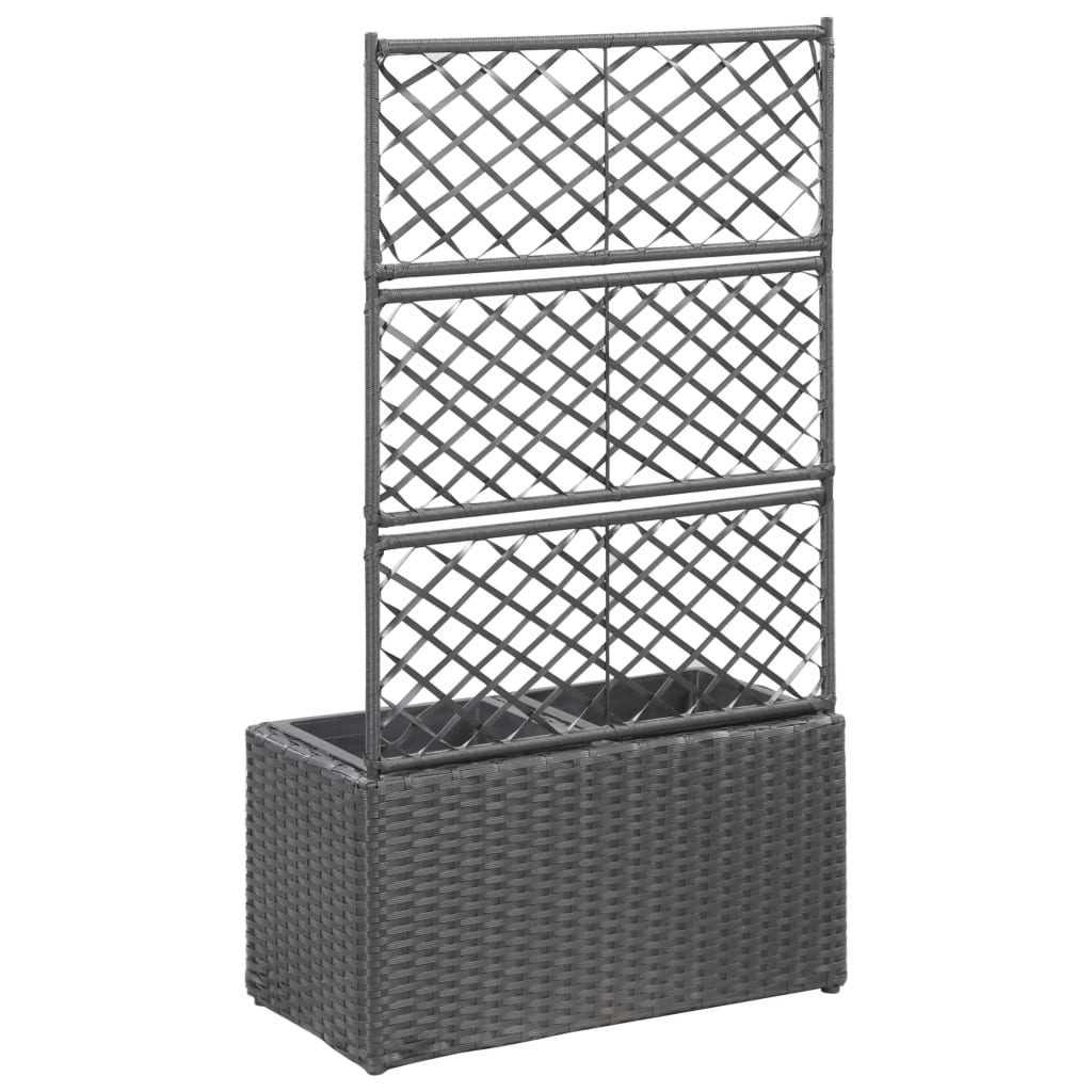 Galleria Design Trellis Raised Bed with 2 Pots 58x30x107 cm Poly Rattan Black