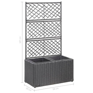 Galleria Design Trellis Raised Bed with 2 Pots 58x30x107 cm Poly Rattan Black