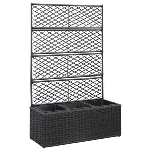 Galleria Design Trellis Raised Bed with 3 Pots 83x30x130 cm Poly Rattan Black