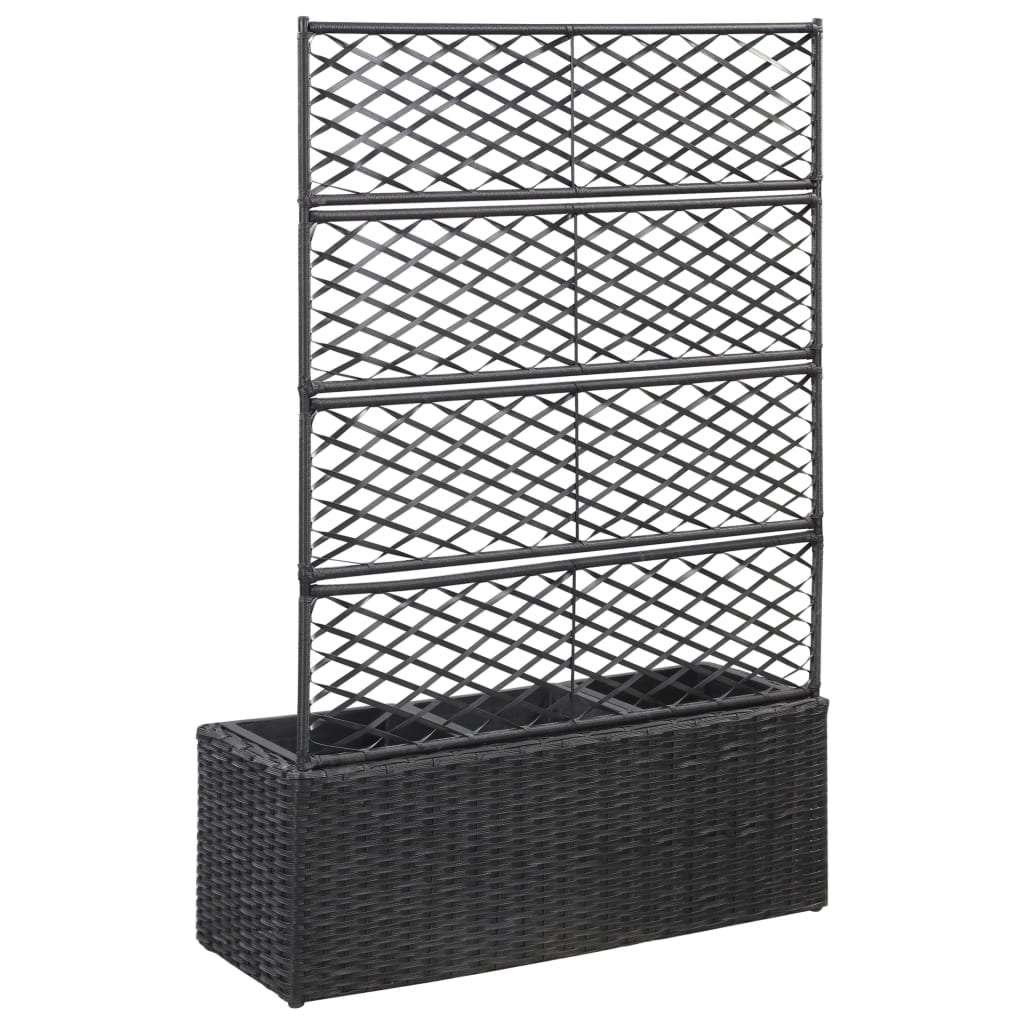 Galleria Design Trellis Raised Bed with 3 Pots 83x30x130 cm Poly Rattan Black