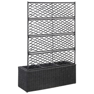 Galleria Design Trellis Raised Bed with 3 Pots 83x30x130 cm Poly Rattan Black