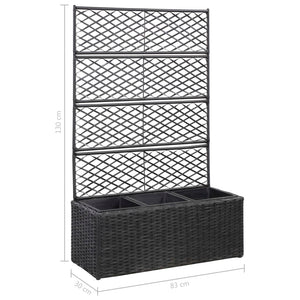 Galleria Design Trellis Raised Bed with 3 Pots 83x30x130 cm Poly Rattan Black