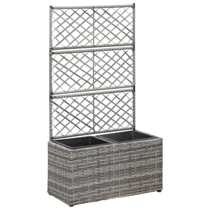 Galleria Design Trellis Raised Bed with 2 Pots 58x30x107 cm Poly Rattan Grey