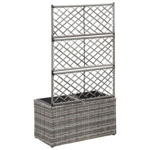 Galleria Design Trellis Raised Bed with 2 Pots 58x30x107 cm Poly Rattan Grey