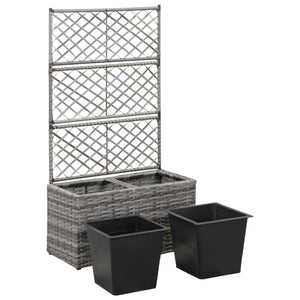 Galleria Design Trellis Raised Bed with 2 Pots 58x30x107 cm Poly Rattan Grey