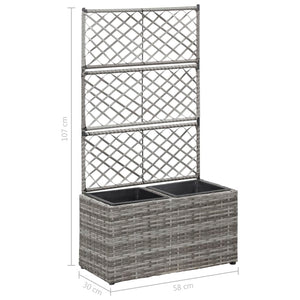 Galleria Design Trellis Raised Bed with 2 Pots 58x30x107 cm Poly Rattan Grey