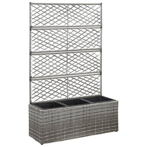 Galleria Design Trellis Raised Bed with 3 Pots 83x30x130 cm Poly Rattan Grey