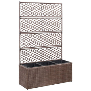 Galleria Design Trellis Raised Bed with 3 Pots 83x30x130 cm Poly Rattan Brown