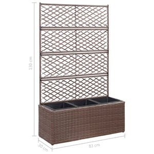 Galleria Design Trellis Raised Bed with 3 Pots 83x30x130 cm Poly Rattan Brown