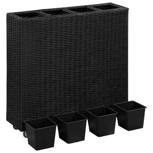 Galleria Design Garden Raised Bed with 4 Pots 80x22x79 cm Poly Rattan Black