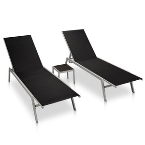 Galleria Design Sun Loungers 2 pcs with Table Steel and Textilene Black