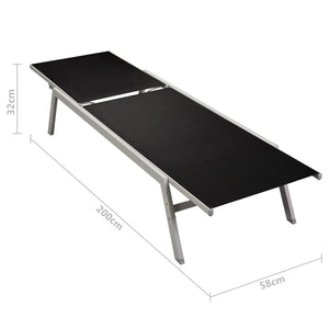 Galleria Design Sun Loungers 2 pcs with Table Steel and Textilene Black