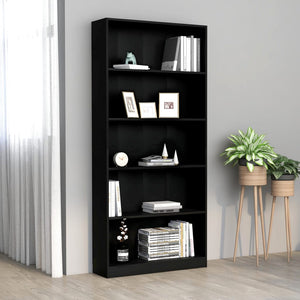 Galleria Design 5-Tier Book Cabinet Black 80x24x175 cm Engineered Wood